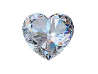 A large heart-shaped diamond on transparent background
