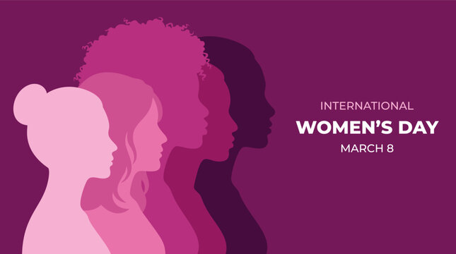IWD, International Women's Day vector template for banner, poster card, logo, silhouette, illustration design, 8 March