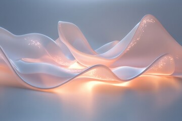 Softly illuminated waves of translucent material create a calming visual effect