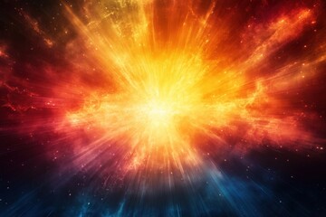 Fototapeta premium Vibrant cosmic explosion with bursts of color in the vast universe
