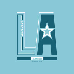 Fototapeta premium LA Los Angeles California, Vintage typography design in vector illustration. Clothing,t shirt,apparel and other uses. Abstract design with the grunge and denim style. Vector print, typography, poster.