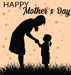 Mother's day silhouette of mother and child holding hands