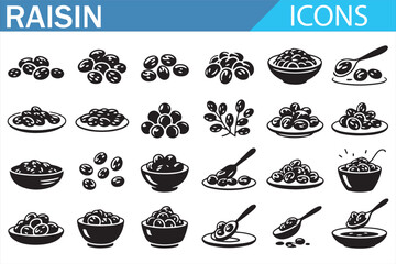 Food nutrition raisin line icons collection for web and app UI