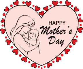 Mother's day heartfelt illustration of mother and child