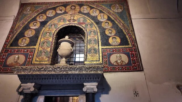 Ancient Mosaic in Santa Prisca church in Rome, Italy