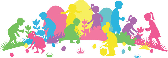 Vibrant silhouettes of people dancing together