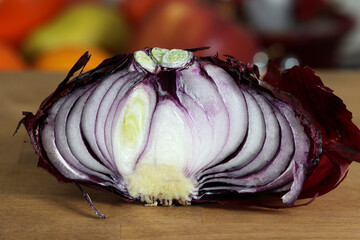 Red onion, sliced ​​onion for salad and food.