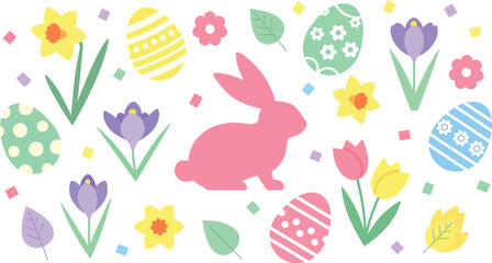 Easter bunny and eggs floral pattern