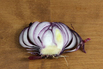 Red onion, sliced ​​onion for salad and food.