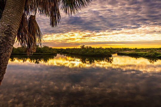 Sunrise from a waterfront park in Florida