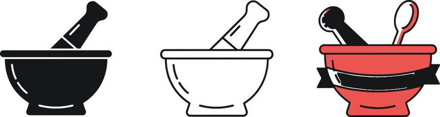 Mortar and pestle for pharmacy and chemistry laboratory vector