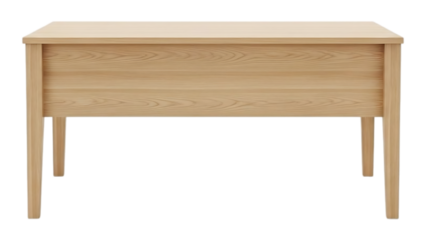 light wooden desk with minimalist design and slender legs perfect for home office or study space setup on transparent background