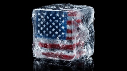 An ice cube with the United States flag. Global struggle for Greenland's sovereignty
