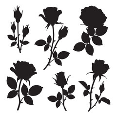 Black Rose Silhouette Collection &ndash; Elegant Floral Vector Set