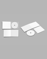 CD disc and carton packaging cover template mock up. Digipak case of cardboard CD drive. With white blank for branding design or text. Isolated on a background. 3d. vertical portrait orientation