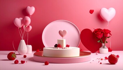 Valentine dessert advertising backdrop, studio light, premium look