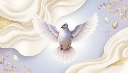 Dove bird in a calm pose with softly layered feathers - Concept of Easter  