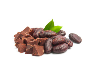 Cacao beans with dark chocolate