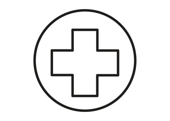 Healthcare Symbol: The universal symbol of healthcare, a simple yet powerful cross within a circle, representing medicine, care, and well-being.