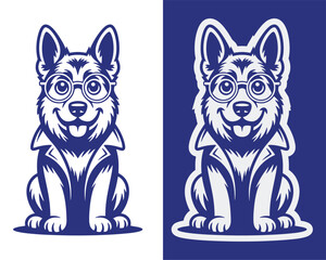 Friendly Dog with Glasses Illustration