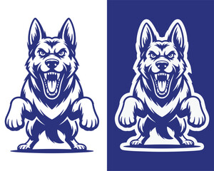 Angry Dog Growling with Open Mouth Illustration