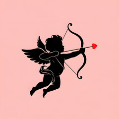 Valentine&rsquo;s Day Social media post vector featuring kneeling Cupid and love-themed decorative elements
