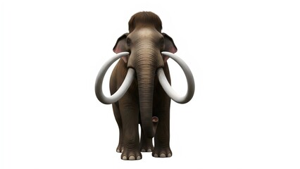 Woolly mammoth realistic artwork isolated on white background for paleontology fossil and prehistoric science design