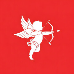 Valentine&rsquo;s Day Social media post vector showing Cupid with bow and arrow in affectionate pose