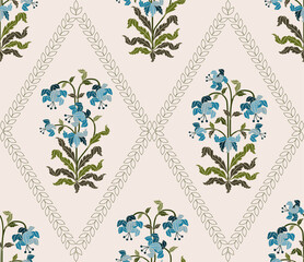 Vector Hand drawn colourful geometric flowers Motifs African boho paisley, seamless patterns with floral for fabric Ethnic Indian Pattern, textiles, clothing, wrapping paper, backdrop, banner.
