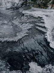 Ice Along a Flowing Winter Stream cold winter