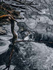 Ice Along a Flowing Winter Stream cold winter