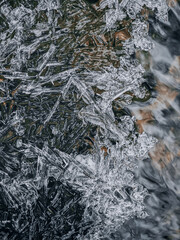 Ice Along a Flowing Winter Stream cold winter