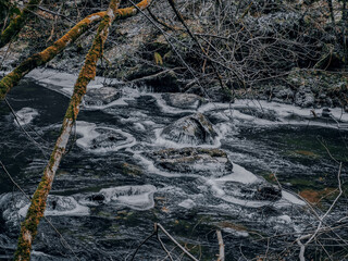 Ice Along a Flowing Winter Stream cold winter