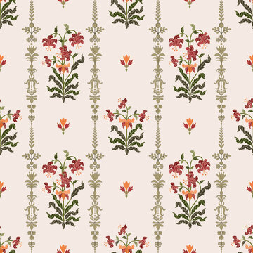 Vector Hand drawn colourful geometric flowers Motifs African boho paisley, seamless patterns with floral for fabric Ethnic Indian Pattern, textiles, clothing, wrapping paper, backdrop, banner.
