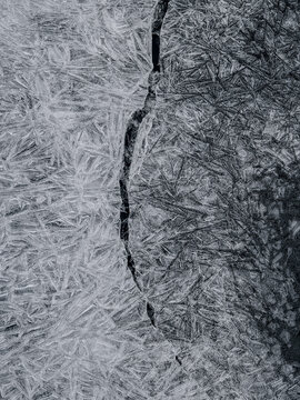 Ice Along a Flowing Winter Stream cold winter