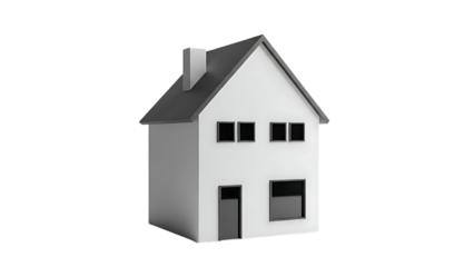 Minimalist 3D House Model on Transparent Background