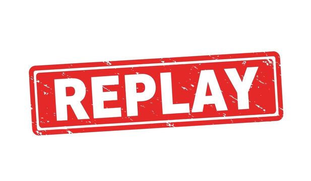 Red stamp with the word replay on isolated for editing and comments