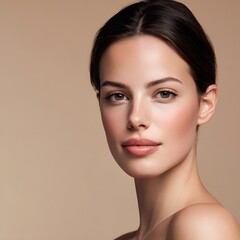 Natural beauty portrait of elegant woman withpPerfect skin