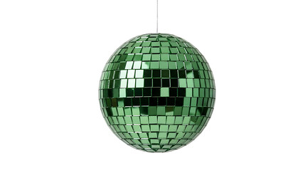 Fototapeta premium Green Disco Ball on Transparent Background