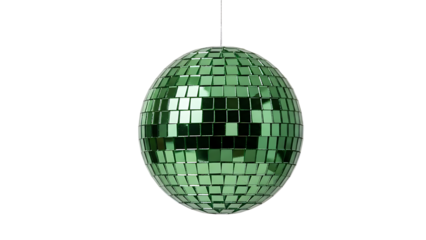 Green Disco Ball on Transparent Background