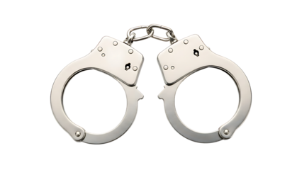 Silver Handcuffs on Transparent Background