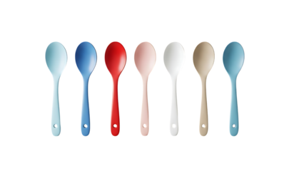 Colorful Spoons Collection on Transparent Background