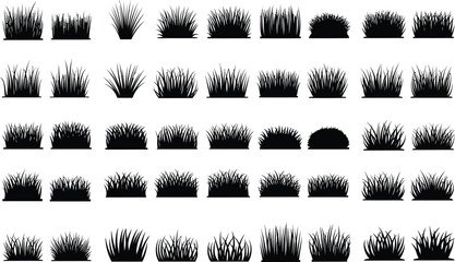 Collection of 40 grayscale plant silhouette images