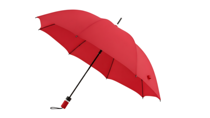 Vibrant Red Umbrella Open and Isolated on Transparent Background