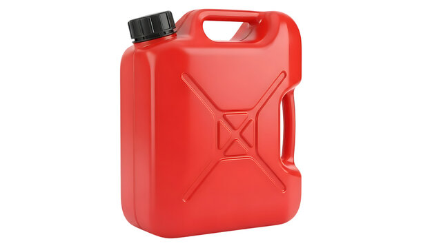 Red Plastic Jerry Can on Transparent Background