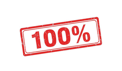 Red 100 percent stamp or badge with grungy texture