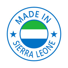Sierra Leone Made in Stamp in circle with flag Vector template on white background