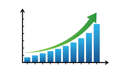 Business Growth Bar Chart with Upward Trend
