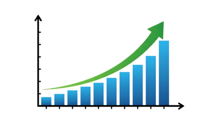 Business Growth Bar Chart with Upward Trend