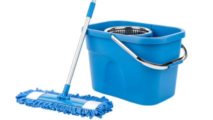 Blue Spin Mop and Bucket Cleaning System